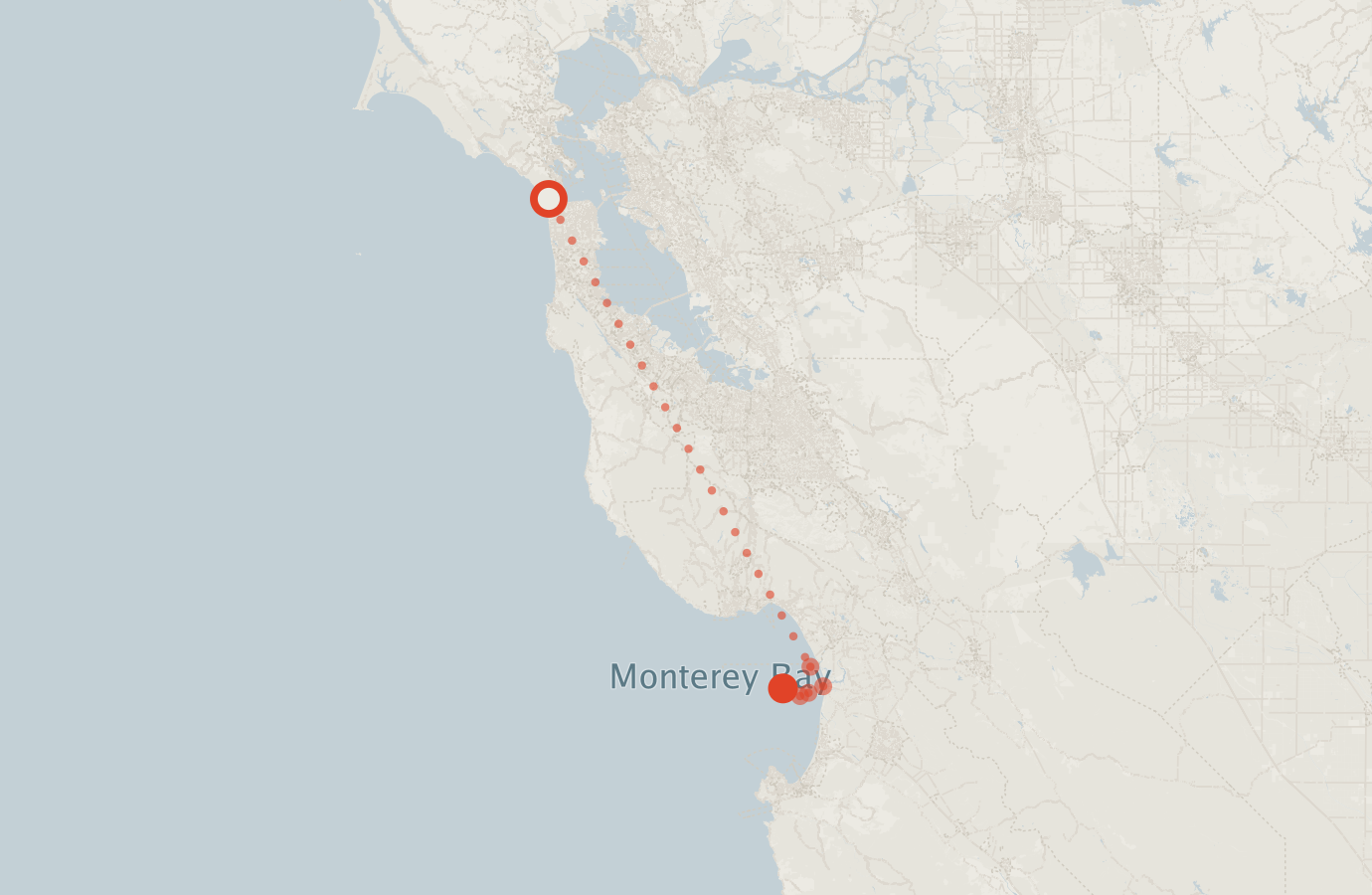 Activity map — real sighting points on an OpenStreetMap basemap